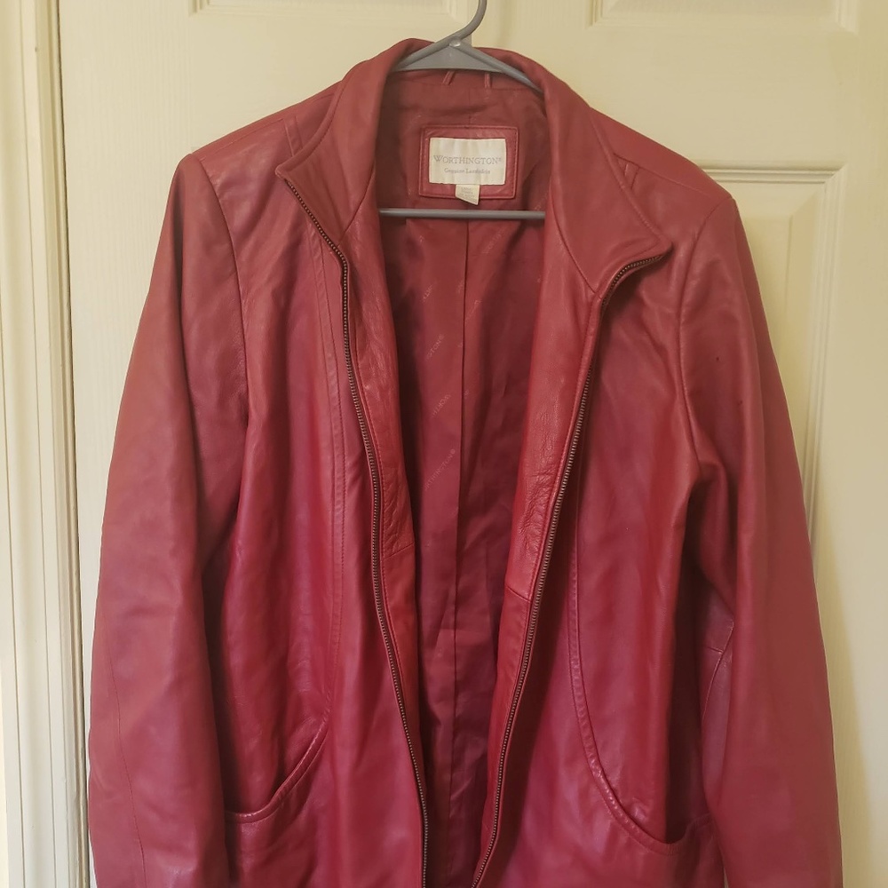Red Lambskin Jacket For Sale